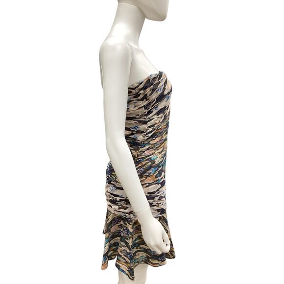 NWT MARIACHER. DressWomen’s SZ S 100%Cotton Mini Gold Thred Strapless Multicolor - Picture 3 of 6